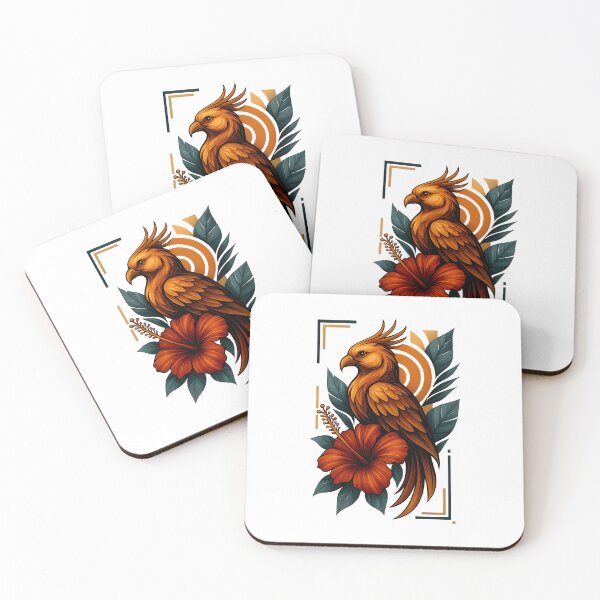 Item preview, Tropical Phoenix – Mystical Fire Bird Fantasy Artwork in Orange & Gold designed and sold by SVALANART.