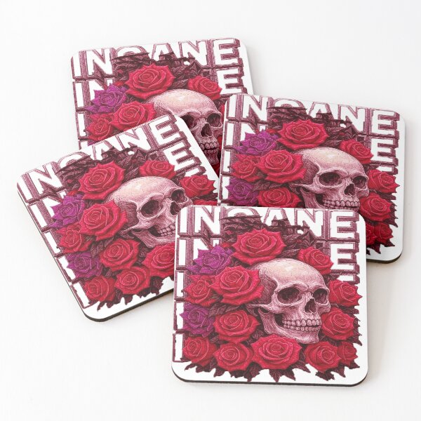 Item preview, Hyper-Realistic Pink Skull Roses Dark Streetwear Sticker - Bold Insane Typography Art designed and sold by ARTCREATESHOP.