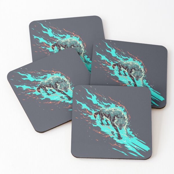 Item preview, Vector Wolf in Cyan Flames and Lightning designed and sold by Christian Weiss.
