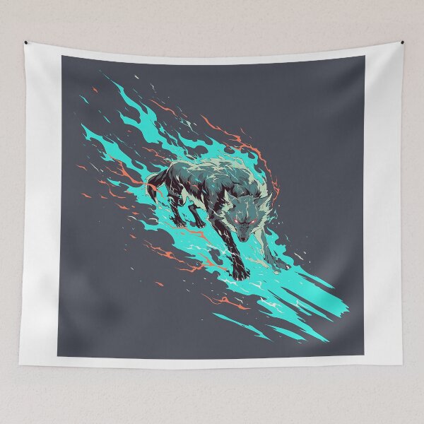 Item preview, Vector Wolf in Cyan Flames and Lightning designed and sold by Christian Weiss.