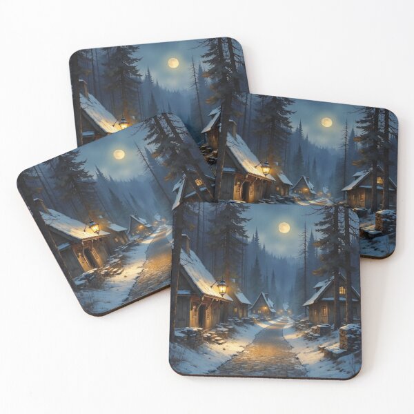 Item preview, Winter Village Glow – Cozy Snow Night with Moonlight Magic & Vintage Streetlamp Romance designed and sold by FotoworldEdel.