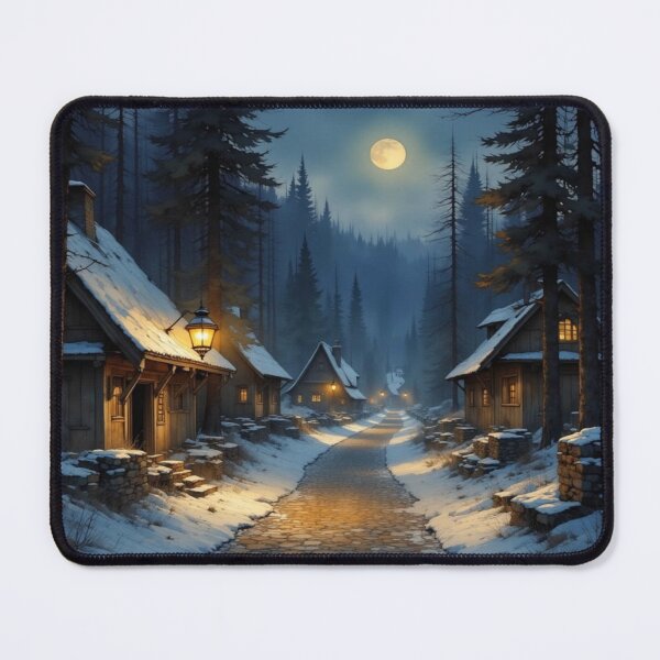Item preview, Winter Village Glow – Cozy Snow Night with Moonlight Magic & Vintage Streetlamp Romance designed and sold by FotoworldEdel.