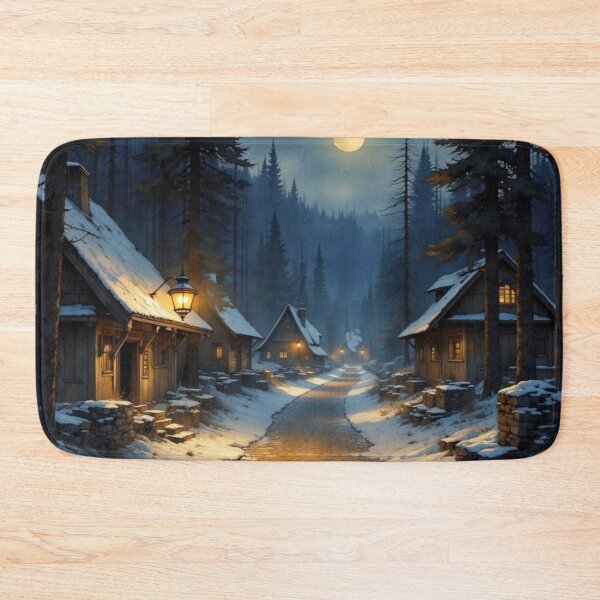 Item preview, Winter Village Glow – Cozy Snow Night with Moonlight Magic & Vintage Streetlamp Romance designed and sold by FotoworldEdel.
