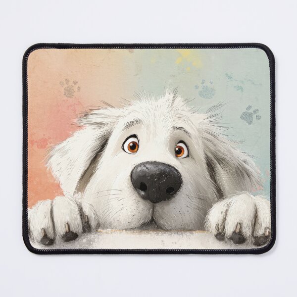Item preview, Maremma Sheepdog Peeking over Wall 02 designed and sold by Elisabeth Lucas.