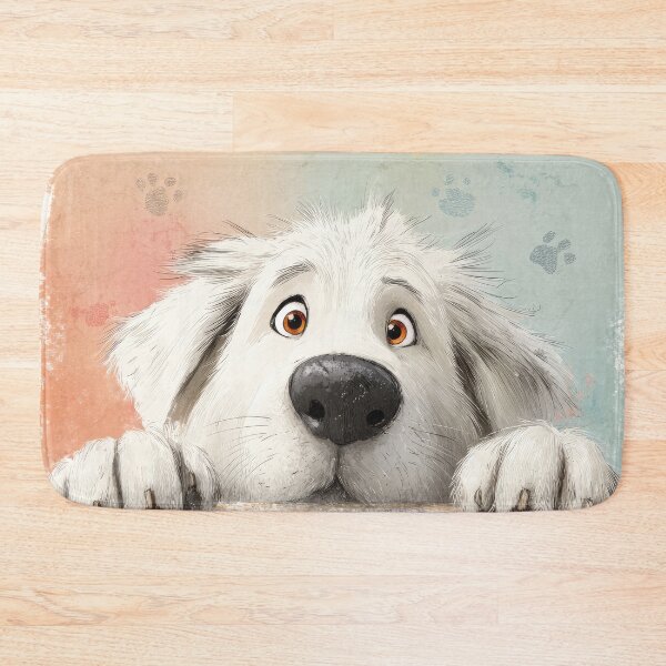 Item preview, Maremma Sheepdog Peeking over Wall 02 designed and sold by Elisabeth Lucas.