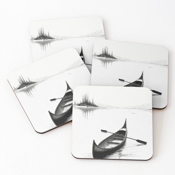 Item preview,  Canoe Lake Tranquil Black White Art designed and sold by Cine8.