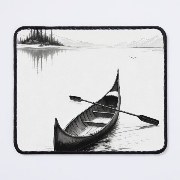 Item preview, Canoe Lake Tranquil Black White Art designed and sold by Cine8.