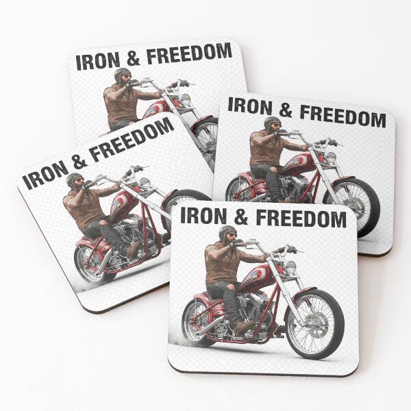 Item preview, IRON & FREEDOM – Powerful Biker on a Custom Chopper Motorcycle – Realistic Automotive Illustration, Symbol of Freedom, Rock & Roll, Hardcore Design designed and sold by Studiocolors.