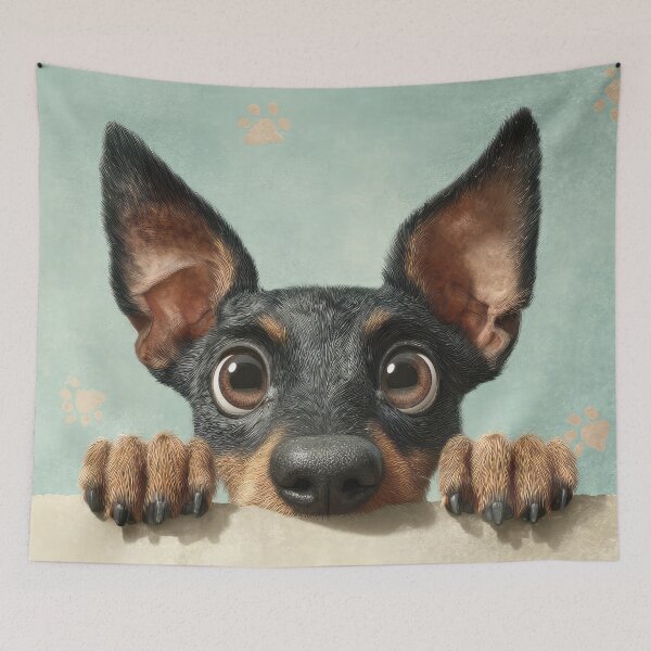 Item preview, Manchester Terrier Peeking over Wall 02 designed and sold by Elisabeth Lucas.