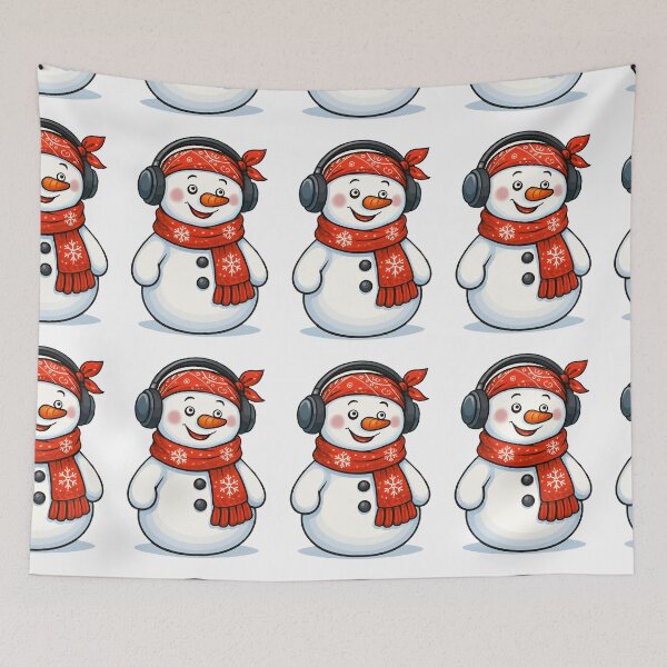 Item preview, Snowman with Bandana & Earmuffs  Felia Holiday  Print designed and sold by Felia001.