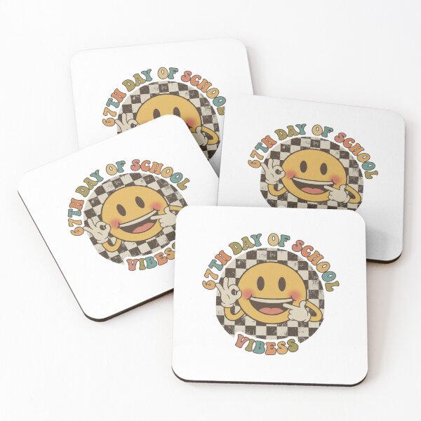 Item preview, it is 67 Day of School Vibes - Groovy Checkered Smiley designed and sold by w66aboo.