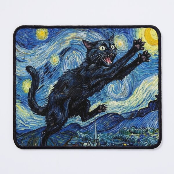 Item preview, Starry Night Chase: Van Gogh's Manic Cat Parody designed and sold by AgingeR.