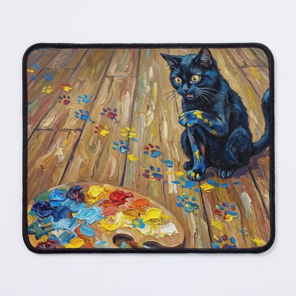 Item preview, Vincent's Little Helper: Guilty Cat Paw Prints (Van Gogh Style) designed and sold by AgingeR.