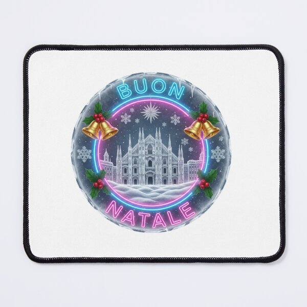 Item preview, Neon Icy Glass Milan Cathedral Emblem – Buon Natale Frozen Cityscape Christmas Badge designed and sold by Imaginarium of Chaos falcon88 .