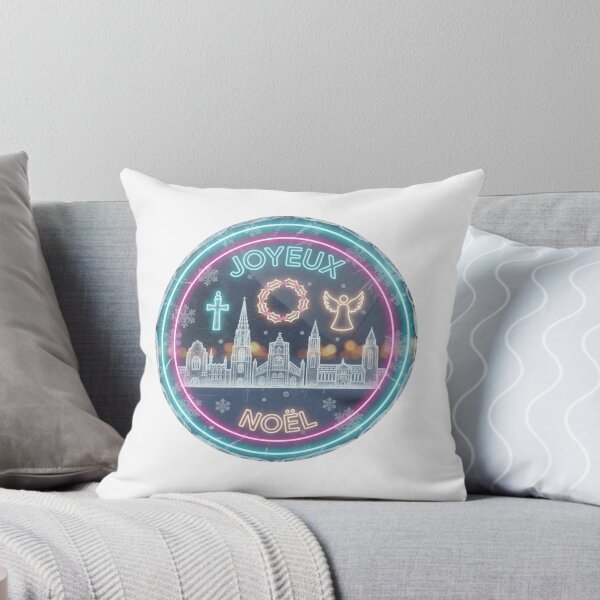 Item preview, Neon Icy Glass Brussels Skyline Emblem – Joyeux Noël Frozen Cathedral Christmas Badge designed and sold by Imaginarium of Chaos falcon88 .