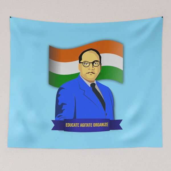Item preview, B. R. Ambedkar with Indian Flag – Equality, Justice and Freedom Art designed and sold by ArtsyExplorer.