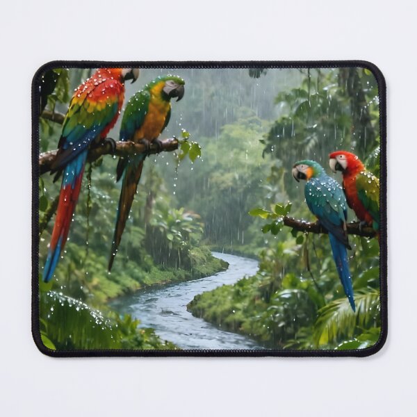 Item preview, Vibrant Rainforest Parrots and Jaguar by Jungle River designed and sold by internetwatcher.