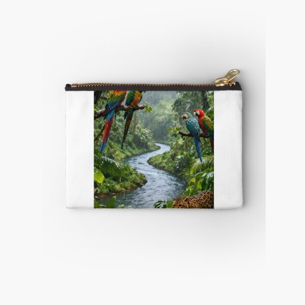 Item preview, Vibrant Rainforest Parrots and Jaguar by Jungle River designed and sold by internetwatcher.