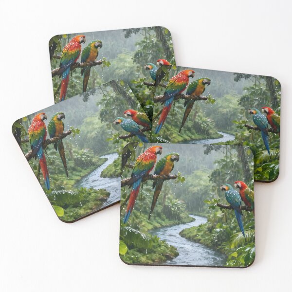 Item preview, Vibrant Rainforest Parrots and Jaguar by Jungle River designed and sold by internetwatcher.