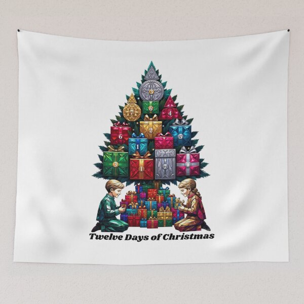 Item preview, Twelve Days of Gifts T-Shirt, Chronological Christmas Art, Children's Holiday Scene designed and sold by YMLux.