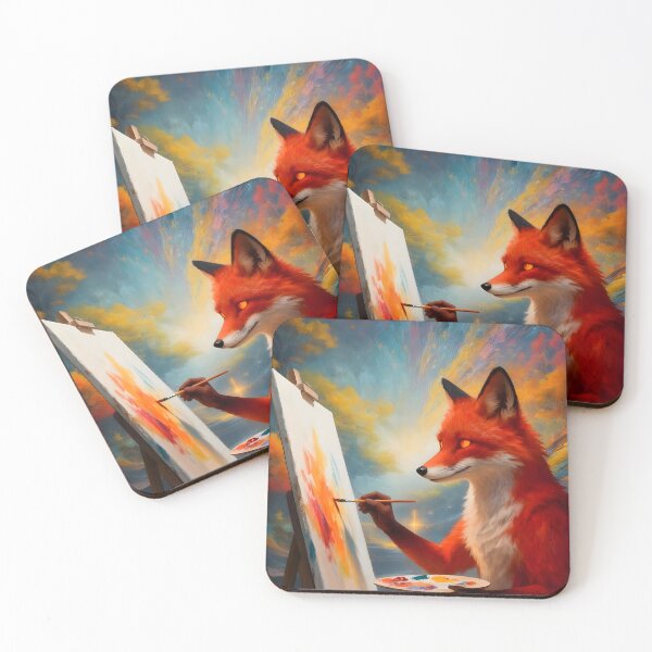 Item preview, Whimsical Artist Fox Painting a Colorful Canvas designed and sold by internetwatcher.