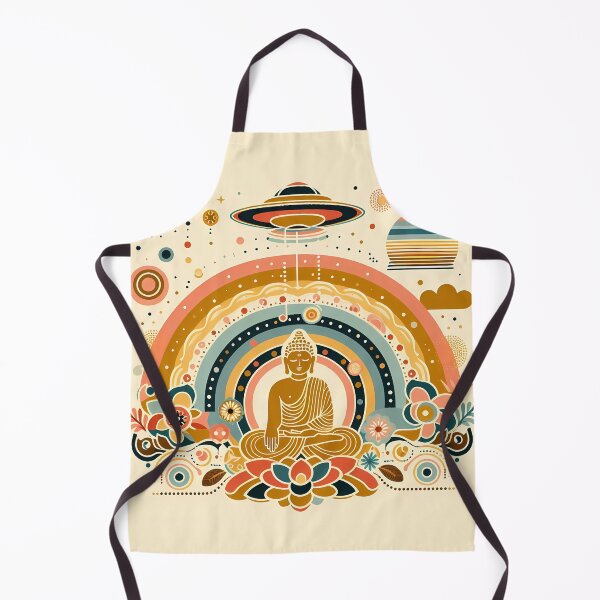 Item preview, Buddha with UFO and Rainbow – Scandinavian Folk Art by heidiannemorris © designed and sold by FOLK ART FUSION by heidiannemorris.
