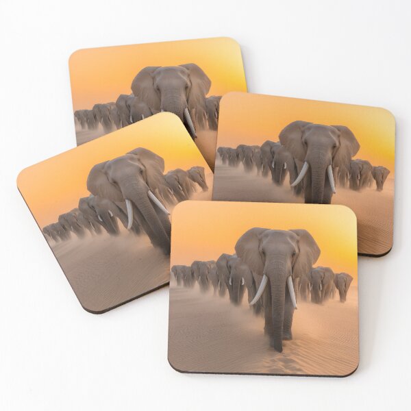 Item preview, Majestic Elephants Walking in Desert at Sunset designed and sold by Artessie.