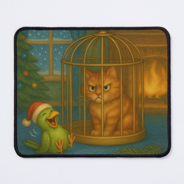 Item preview, Birdie And Kitty – A Little Christmas Prank designed and sold by LegademaArt.