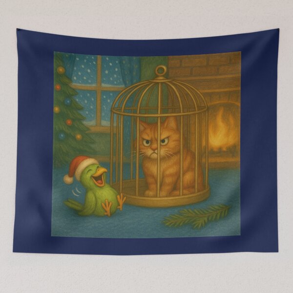 Item preview, Birdie And Kitty – A Little Christmas Prank designed and sold by LegademaArt.