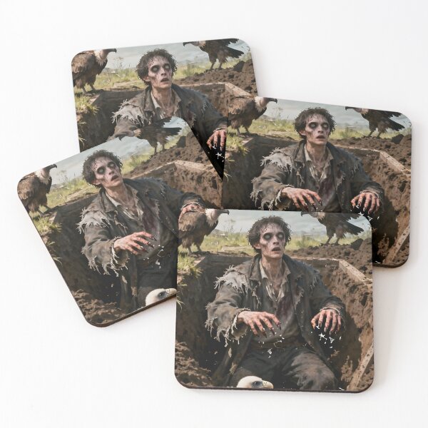 Item preview, Zombie Rising From Grave Surrounded By Hungry Vultures designed and sold by internetwatcher.
