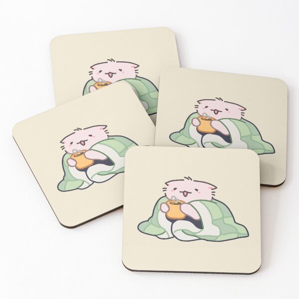 Item preview, Cute Cozy Cat in a Blanket Drinking Tea designed and sold by annearrt.