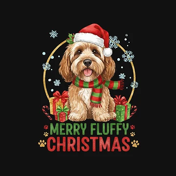 Artwork thumbnail, Merry Fluffy Christmas Cockapoo Design by RNTStudio