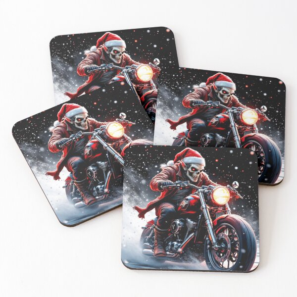 Item preview, Skeleton Santa Holiday Ride, designed for black fabrics designed and sold by SteadyRolling.