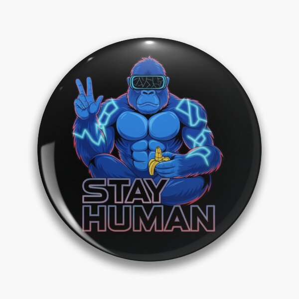 Item preview,  Stay Human – Electric Blue Gorilla Meme designed and sold by WeranovDesign.