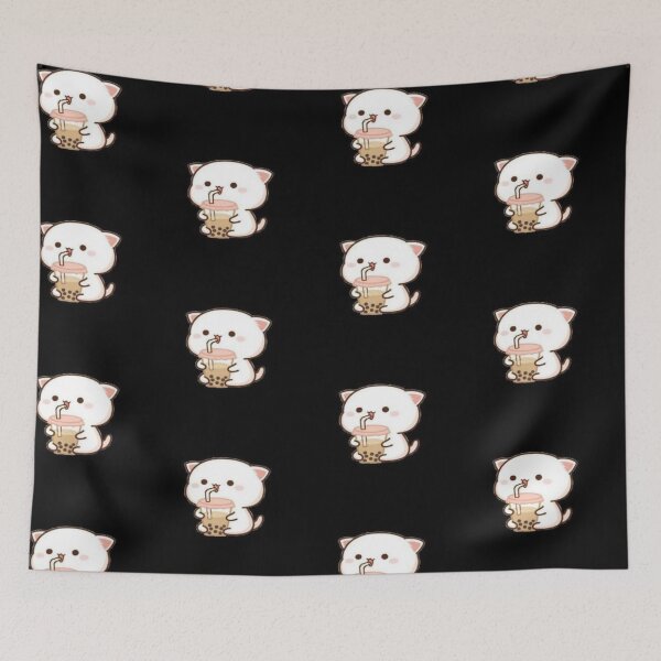 Item preview, Drawing of cute cat drinking boba sticker  designed and sold by NivyasArtistry.