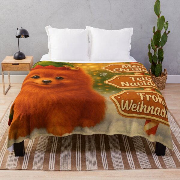 Item preview, Ginger Pomeranian Christmas Elf Scene designed and sold by GivingJoy.