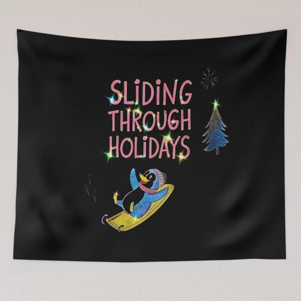 Item preview, Sliding Through Holidays, Penguin Christmas, Winter Fun, Holiday Sled designed and sold by creativerooney.