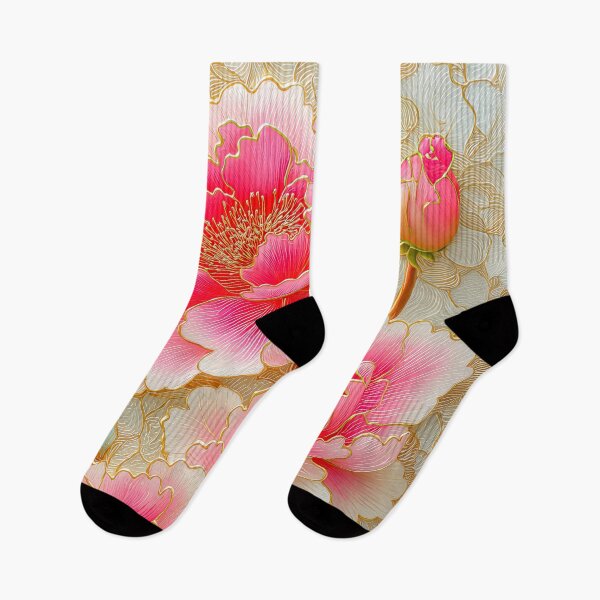Item preview, Vibrant Pink Peonies with Gold  Accents  in Elegant Decorative Style designed and sold by MargaretWiktor.