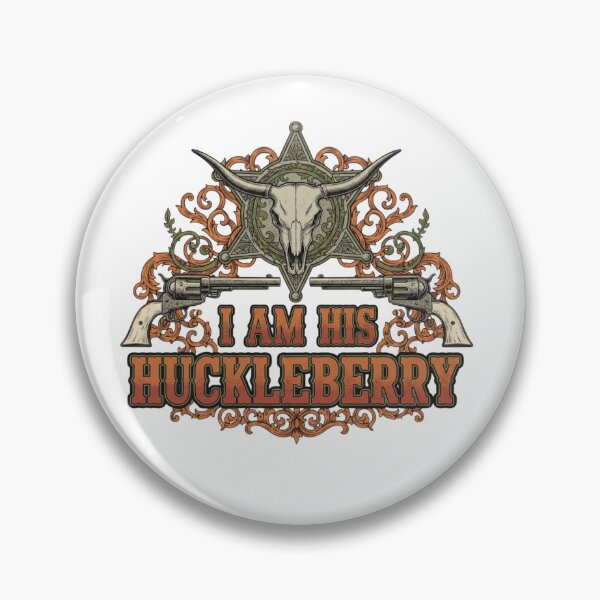 Item preview, I Am His Huckleberry Western Cowboy Skull Design with Guns and Sheriff Star designed and sold by VandalMuse.