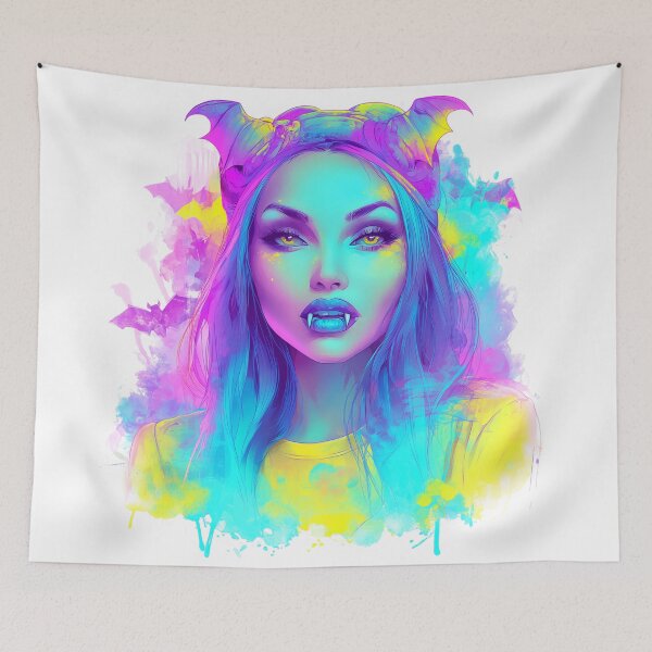 Item preview, Neon Vampire Girl – Cyberpunk Fantasy Portrait designed and sold by DuncanMaxStar .