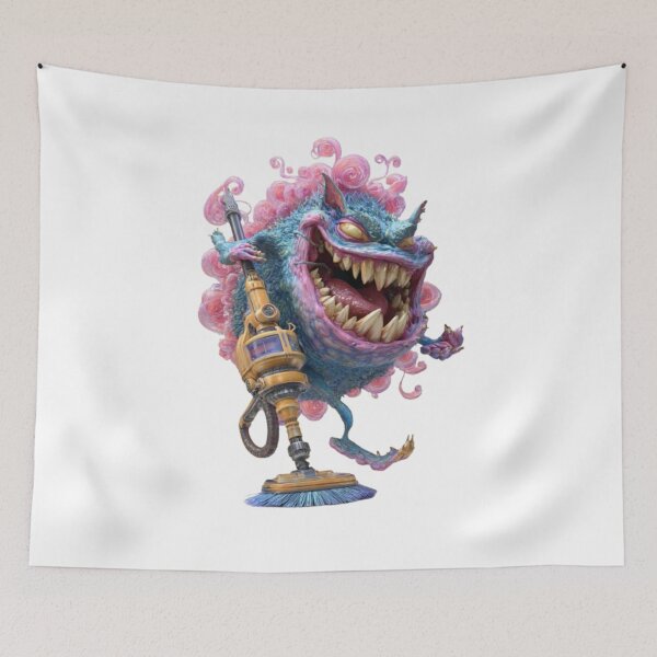 Item preview, Cartoon Monster with Vacuum Cleaner designed and sold by AlexLineArt.