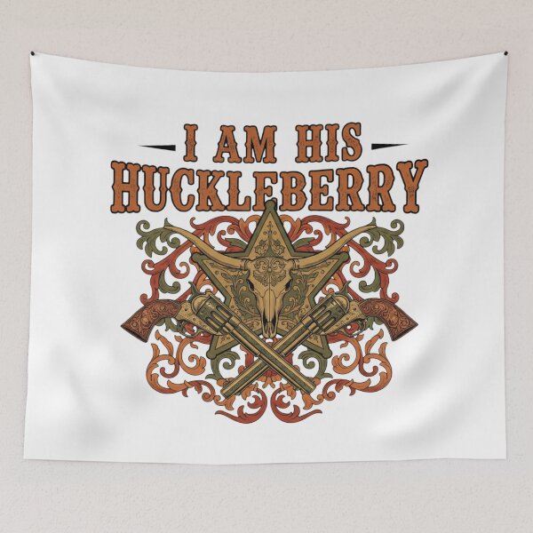 Item preview, I Am His Huckleberry Western Cowboy Skull Design with Guns and Sheriff Star designed and sold by VandalMuse.