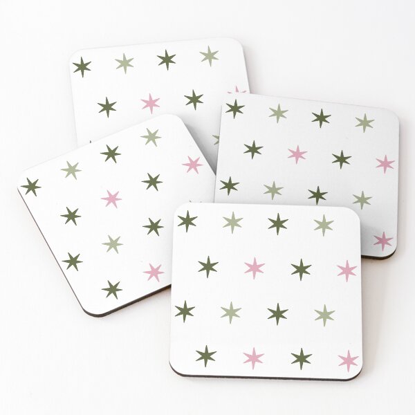 Item preview, Six-sided Star Sticker Set, Mini Stickers, Pink and Green designed and sold by cowboylike-e.
