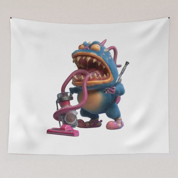 Item preview, Cartoon Monster with Vacuum Cleaner designed and sold by AlexLineArt.