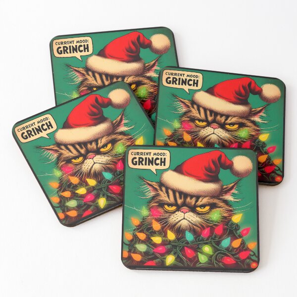 Item preview, Grumpy Cat Christmas Mood - Funny Holiday Sticker designed and sold by Ambient Mind Design.