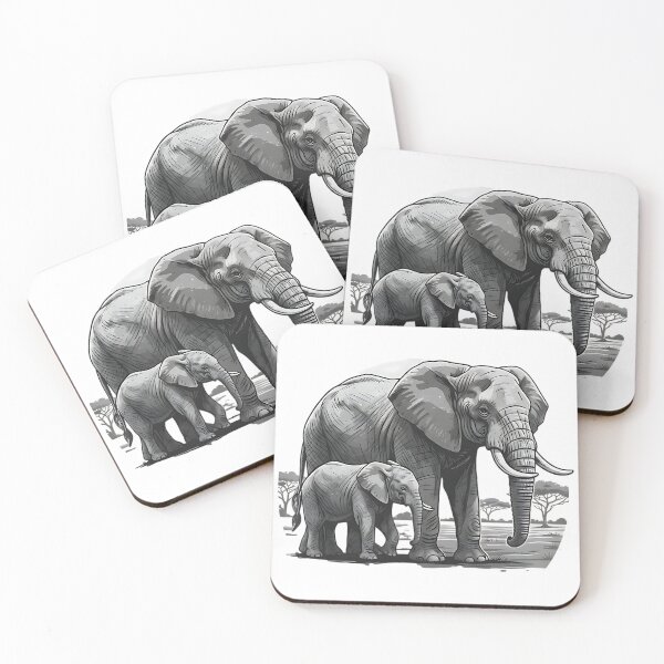 Item preview, African Elephant Mother and Calf Walking Together designed and sold by Silent Watch Threads..