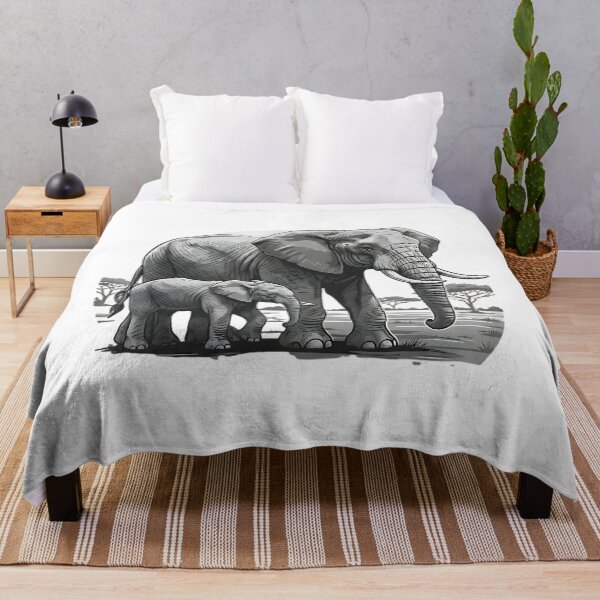 Item preview, African Elephant Mother and Calf Walking Together designed and sold by Silent Watch Threads..