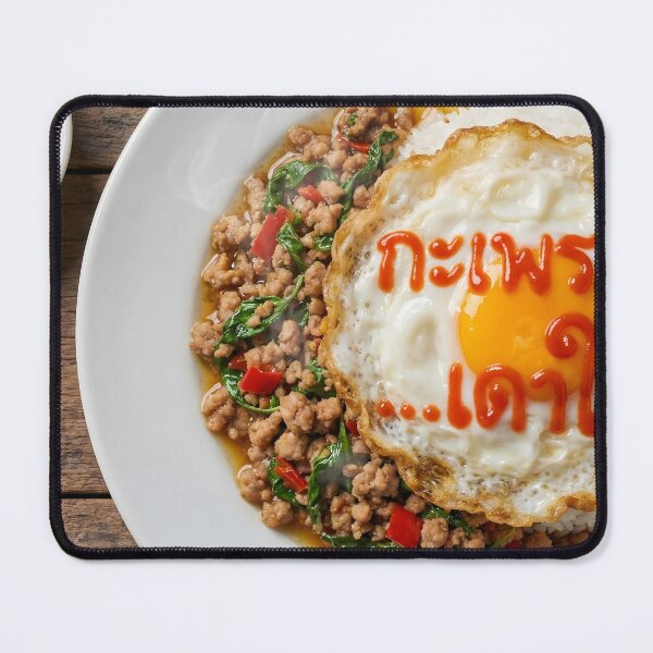 Item preview, Pad Kaprao with Fried Egg and Sauce Art designed and sold by mronsunday AI Art Studio.