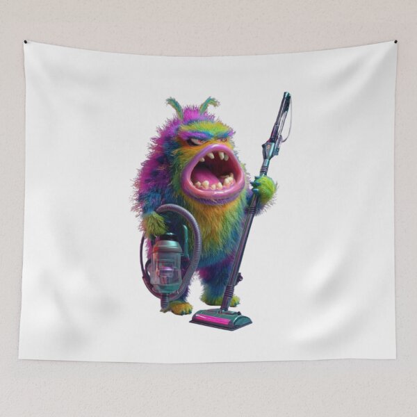 Item preview, Cartoon Monster with Vacuum Cleaner designed and sold by AlexLineArt.