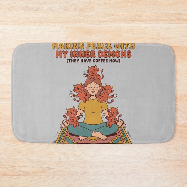 Item preview, Making Peace With My Inner Demons They Have Coffee Now Funny Retro Yoga Meditation Humor designed and sold by 519xdesign.
